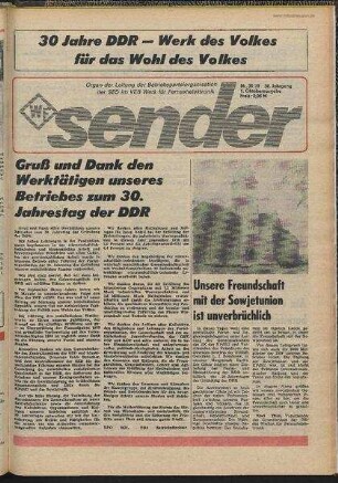 Betriebszeitung 'WF-Sender', Nr.39/1979 (1. Oktoberausgabe 1979)