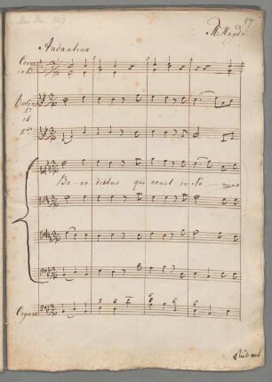 Benedictus qui venit, V (4), strings, cor (2), org, MH 391, B-Dur - BSB Mus.ms. 849#Beibd.1 : [heading:] M. Haydn