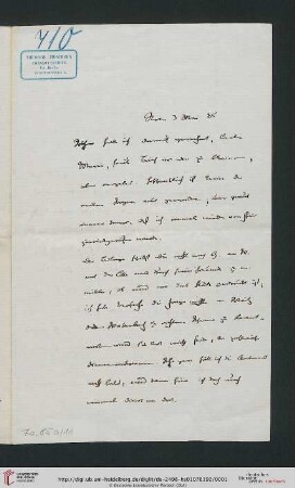 Briefwechsel Theodor Mommsen und Marie Mommsen geb. Reimer: Brief von Theodor Mommsen an Marie Mommsen