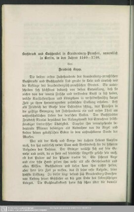 Buchdruck und Buchhandel in Brandenburg-Preußen, namentlich in Berlin, in den Jahren 1540-1740