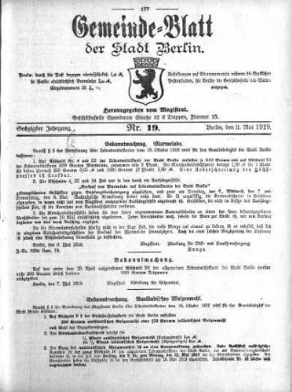 1919,19: Nr. 19, 11. Mai 1919