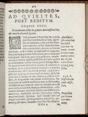 Ad Quirites, Post Reditum. Oratio XXVII.