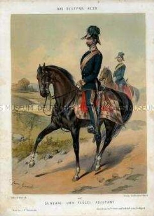 Uniformdarstellung, General- und Flügeladjutant zu Pferd, Österreich, 1848/1854. Tafel 119 aus: Gerasch: Das Oesterreichische Heer.