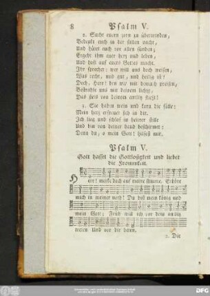Psalm V. Gott hasset die Gottlosigkeit und liebet die Frommkeit.