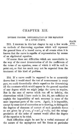 Chapter XII. Inverse Process. Determination of the Equation of a Given Curve.