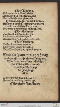 Vnd als sy ain mal oder zway vmbher gfaren / spricht der Jüngling [...]