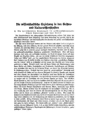 Die wissenschaftliche Erziehung in den Geistes- und Kulturwissenschaften