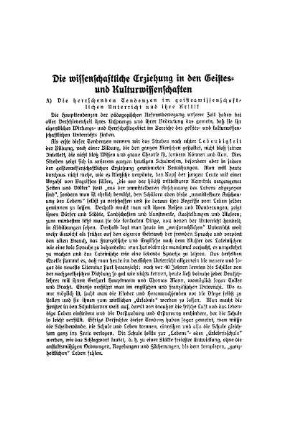 Die wissenschaftliche Erziehung in den Geistes- und Kulturwissenschaften