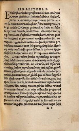 Epistolae Aliqvot Illvstres, Graves et eruditae, extra bibliorum canonem licet, Apostolicae tamen ac piae, plenaeq[ue] integris fidei nostrae rationibus