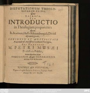 1: Qua Paideia, Seu Introductio in Theologiam proponitur