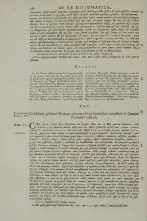 XXV. Childeberti ipsiusmet Placitum, quo coenobium Lemausum monasterio S. Germani Parisiensi vindicatur.