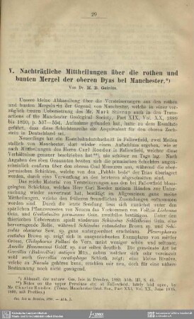 Nachträgliche Mittheilungen über die rothen und bunten Mergel der oberen Dyas bei Manchester.