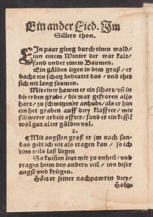 Ein ander Lied. Jm || Sillers thon. ||