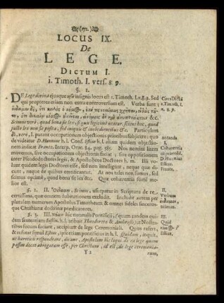 Locus IX. De Lege
