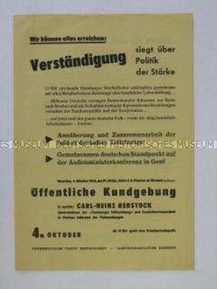 Propagandaflugblatt der KPD Hamburg u.a. zum Werftarbeiter-Streik und zum Besuch Adenauers in der UdSSR