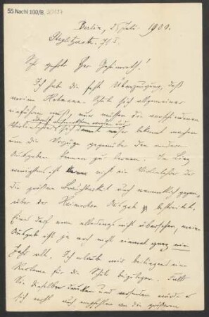 Brief an Ludwig Strecker  und B. Schott's Söhne : 25.07.1901