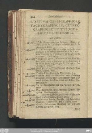 II. Artium Calligraphicae Tachygraphicae, Cryptographicae Et Typograhicae Scriptores.