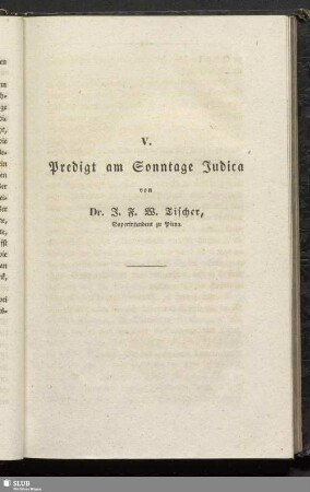 V. Predigt am Sonntage Judica