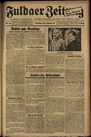 Erste Ausgabe vom Donnerstag, den 09. Dezember 1937.