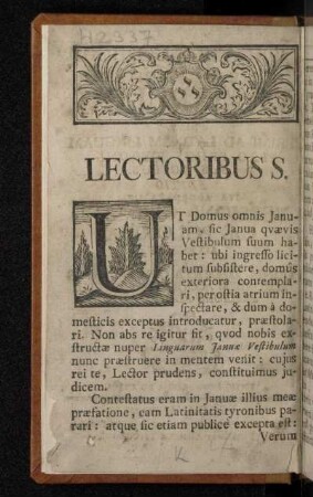 Lectoribus S.