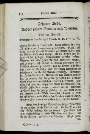 Zehente Rede Auf den sechsten Sonntag nach Pfingsten.