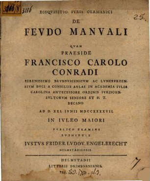Disquisitio iur. germ. de feudo manuali