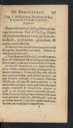 Cap. I. Definitione, Divisione & fine Demonstrationis.
