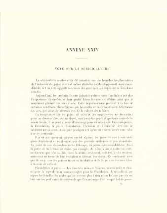 Annexe XXIV. Note sur la sériciculture