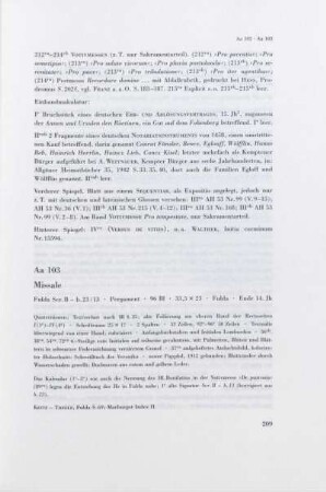 Aa 103. Missale