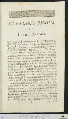 Elenchus Rerum In Libro Priori.