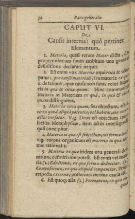 Caput VI. De causis internis: quo pertinet elementum