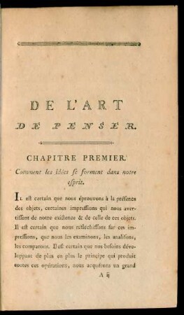 Chapitre Premier. Comment les idées se forment dans notre esprit