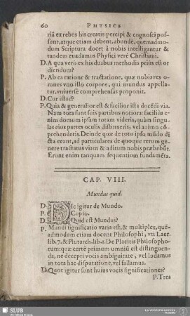 Cap. VIII. Mundus quid