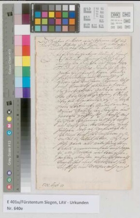 Revers des Nassau-Siegenschen Geh. Rats von Moser.