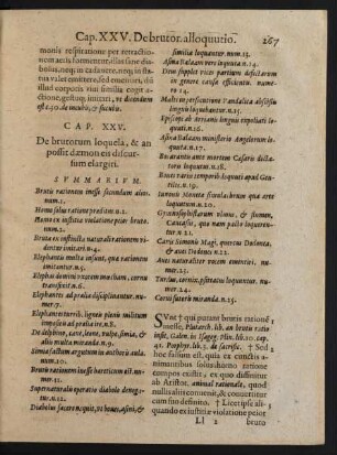 Cap. XXV. De brutorum loquela, & an ...