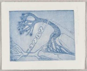 Zeichnung des Künstlers Erhard Groß, Titel: Die besten Wünsche 1982, 1981
