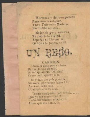 Un beso. : Canción.