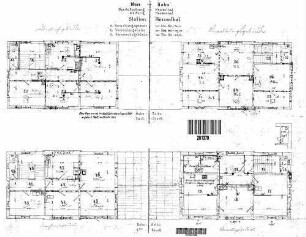 Schwäbisch Hall-Hessental: Empfangsgebäude Verwaltungsgebäude Grundrisse 1.+2.Stock,DG,versch.Leitung.