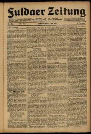 Erste Ausgabe vom Mittwoch, den 09. Juli 1913.