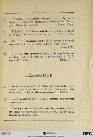 Céramique (Nr. 37-43)