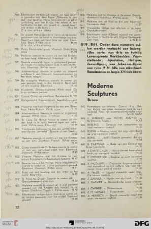 Moderne sculptures brons (Nr. 842-878)