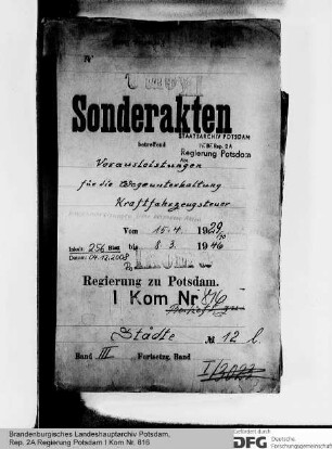 Vorausleistungen für die Wegeunterhaltung, Kraftfahrzeugsteuer