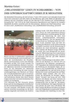 „Organisiertes“ Lesen in Schramberg – von der Gewerkschaftsbücherei zur Mediathek.