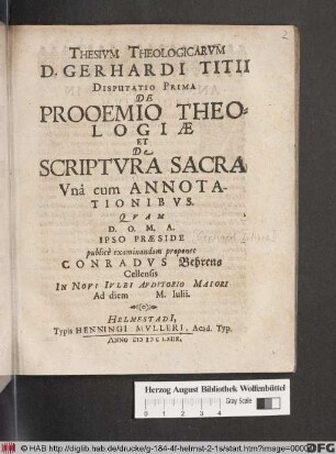 De Prooemio Theologiae Et De Scriptura Sacra