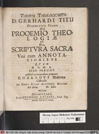 De Prooemio Theologiae Et De Scriptura Sacra