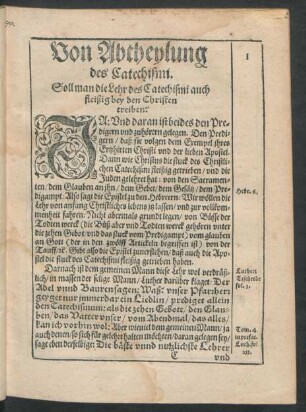 Von Abtheylung des Catechismi.