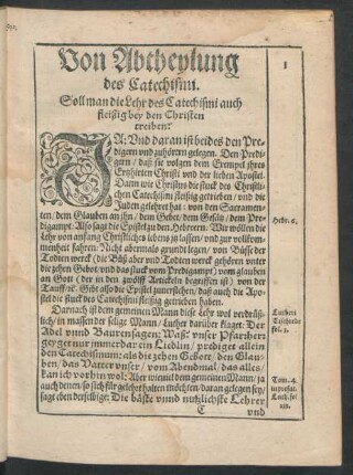 Von Abtheylung des Catechismi.