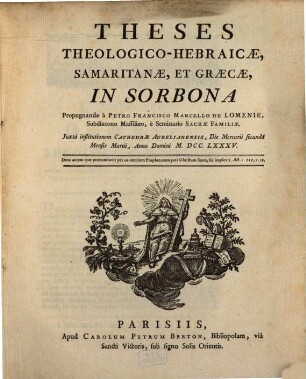 Theses theologico-Hebraicae, Samaritanae et Graecae