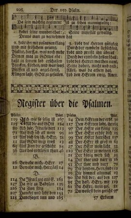 Register über die Psalmen.