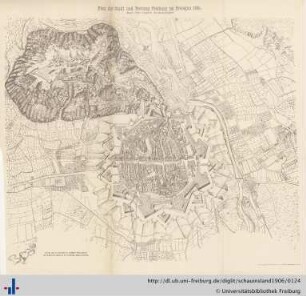 Plan der Stadt und Festung Freiburg im Breisgau 1865.